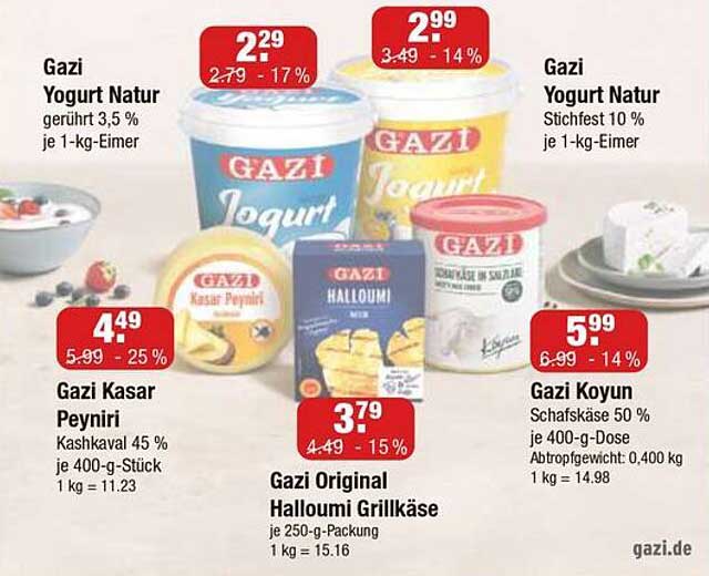 Gazi Jogurt Natur 1-kg-Eimer für nur 2,29 €