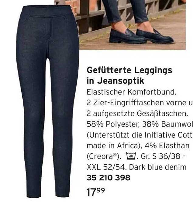 Gefütterte Leggings in Jeansoptik