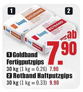 Goldband Fertigputzgips und Rotband Haftputzgips