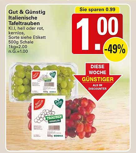 Gut & Günstig Italienische Tafeltrauben 500g