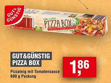 Gut&Günstig Pizza Box - Pizzateig mit Tomatensauce 600 g Packung