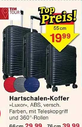 Hartschalen-Koffer »Luxor«, 55 cm, ABS, verschiedene Farben, mit Teleskopgriff und 360°-Rollen
