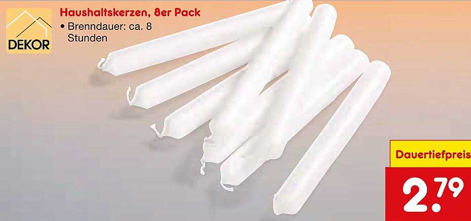 Haushaltskerzen, 8er Pack