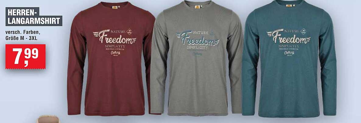 Herren-Langarmshirt in verschiedenen Farben