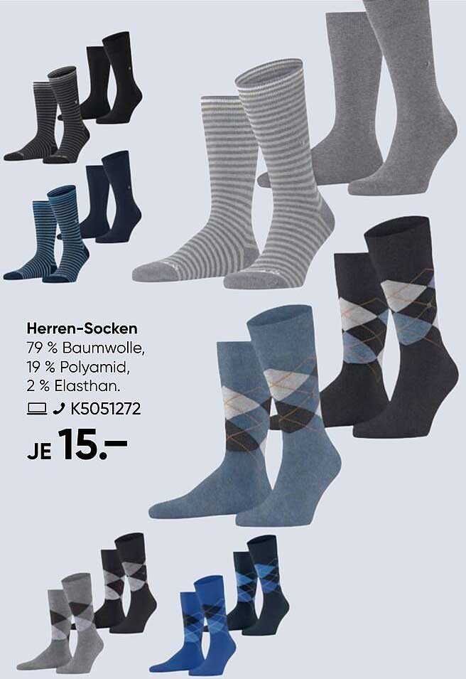 Herren-Socken (79 % Baumwolle, 19 % Polyamid, 2 % Elasthan)