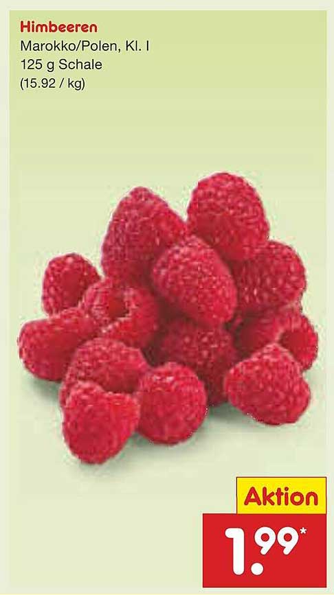 Himbeeren, Marokko/Polen, Kl. I, 125 g Schale