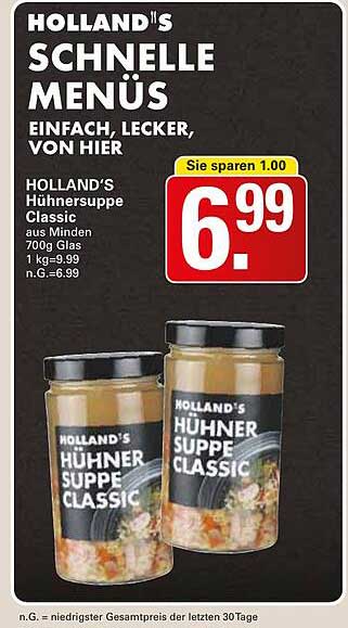 HOLLAND'S Hühnersuppe Classic 700g Glas
