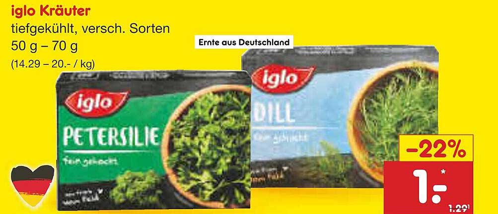 iglo Kräuter, tiefgekühlt, verschiedene Sorten 50 g - 70 g