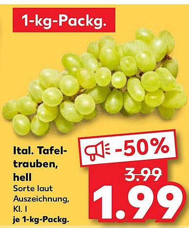 Ital. Tafeltrauben, hell - 1-kg-Packung