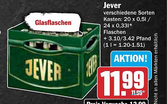 Jever Kasten verschiedene Sorten 20 x 0,5l / 24 x 0,33l
