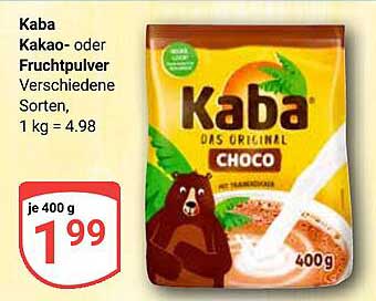 Kaba Kakao- oder Fruchtpulver 400 g
