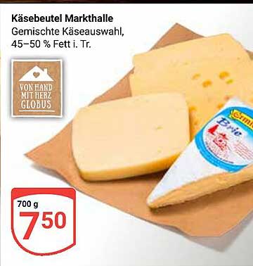 Käsebeutel Markthalle - Gemischte Käseauswahl, 45–50 % Fett i. Tr.