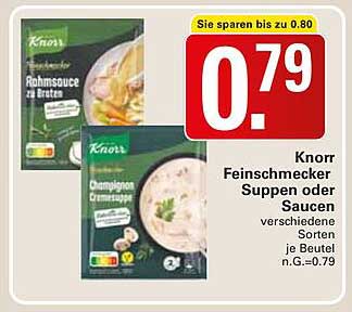 Knorr Feinschmecker Suppen oder Saucen, verschiedene Sorten, je Beutel n.G. 0,79