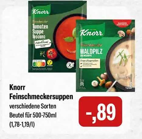 Knorr Feinschmeckersuppen verschiedene Sorten Beutel für 500-750ml