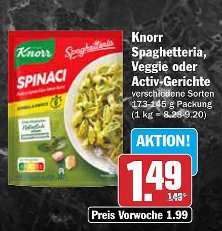 Knorr Spaghetteria, Veggie oder Activ-Gerichte - verschiedene Sorten