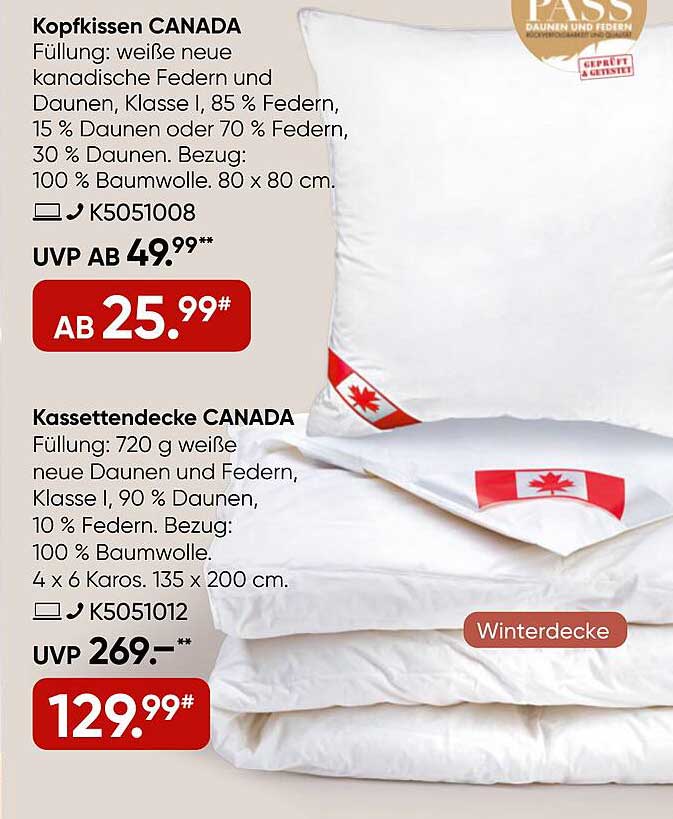 Kopfkissen und Kassettendecke CANADA