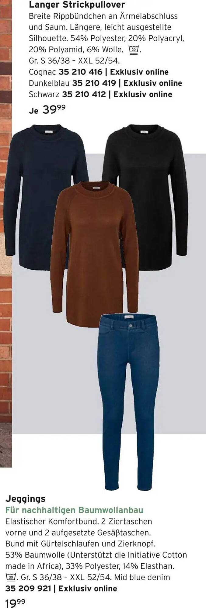 Langer Strickpullover und Jeggings im Angebot