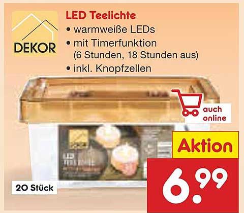 LED Teelichter - warmweiße LEDs mit Timerfunktion