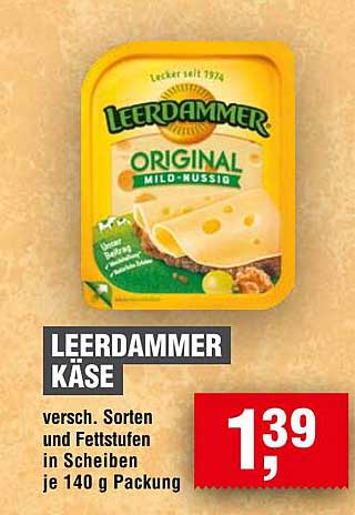 LEERDAMMER KÄSE - Original mild-nussig, 140 g Packung