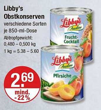 Libby's Obstkonserven - Verschiedene Sorten je 850-ml-Dose