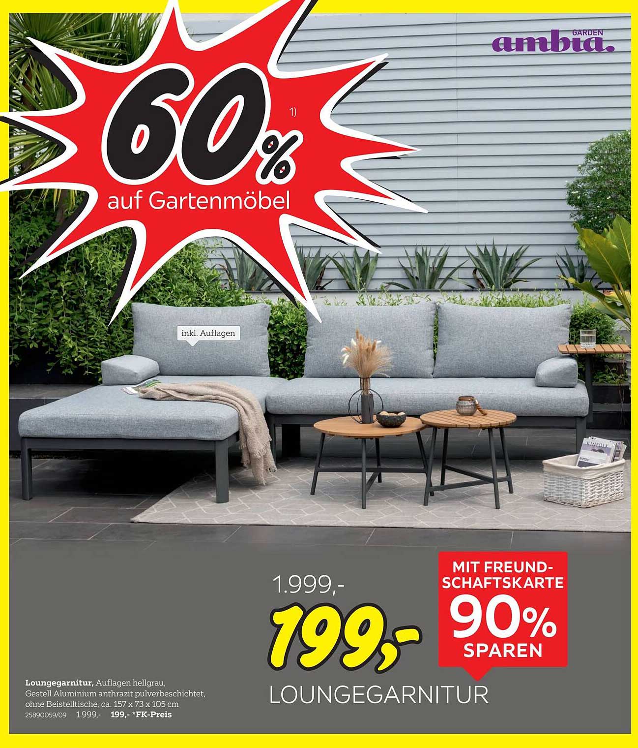 Loungegarnitur mit 60% Rabatt auf Gartenmöbel