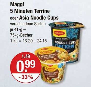 Maggi 5 Minuten Terrine oder Asia Noodle Cups – verschiedene Sorten