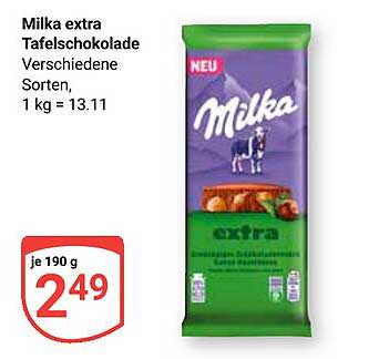 Milka extra Tafelschokolade – Verschiedene Sorten, 190 g