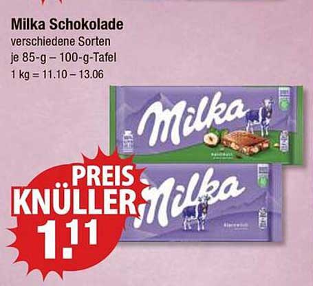 Milka Schokolade verschiedene Sorten je 85-g – 100-g-Tafel
