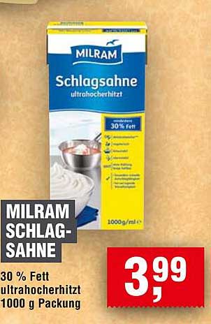 MILRAM SCHLAGSAHNE ultrahochgehitzte 1000 g Packung