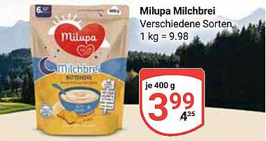 Milupa Milchbrei Verschiedene Sorten, 400 g für nur 3,99 €