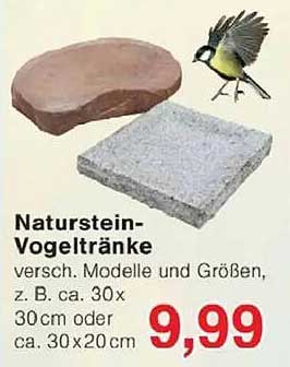 Naturstein-Vogeltränke - verschiedene Modelle und Größen
