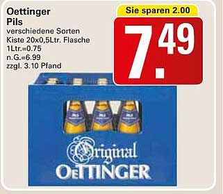 Oettinger Pils - Kiste 20x0,5L Flasche