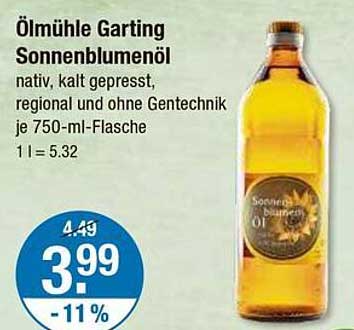 Ölmühle Garting Sonnenblumenöl 750 ml