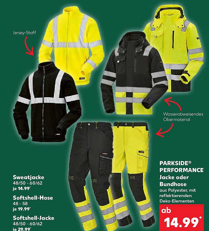 PARKSIDE® PERFORMANCE Jacke oder Bundhose aus Polyester mit reflektierenden Deko-Elementen