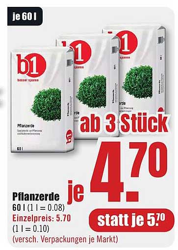 Pflanzerde 60 l - Ab 3 Stück je nur 4,70 € statt 5,70 €