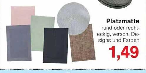 Platzmatte rund oder rechteckig, versch. Designs und Farben