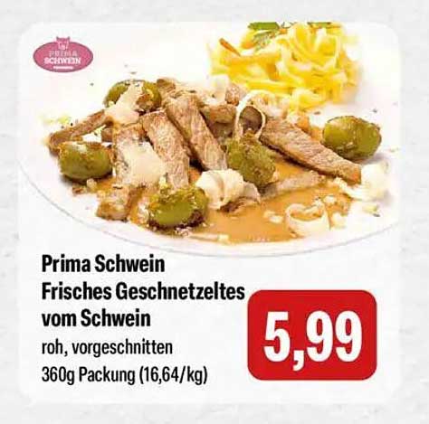Prima Schwein Frisches Geschnetzeltes vom Schwein 360g