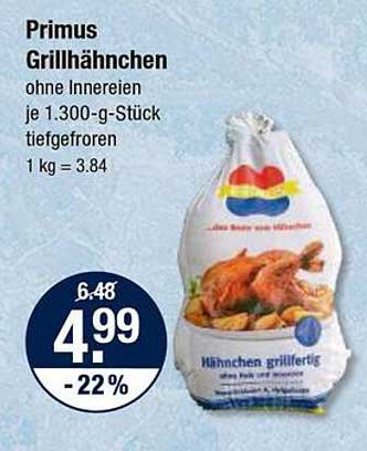 Primus Grillhähnchen ohne Innereien je 1.300-g-Stück tiefgefroren