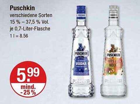 Puschkin Vodka verschiedene Sorten 0,7-Liter-Flasche