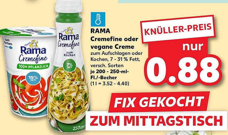 RAma Cremefine oder vegane Creme zum Aufschlagen oder Kochen