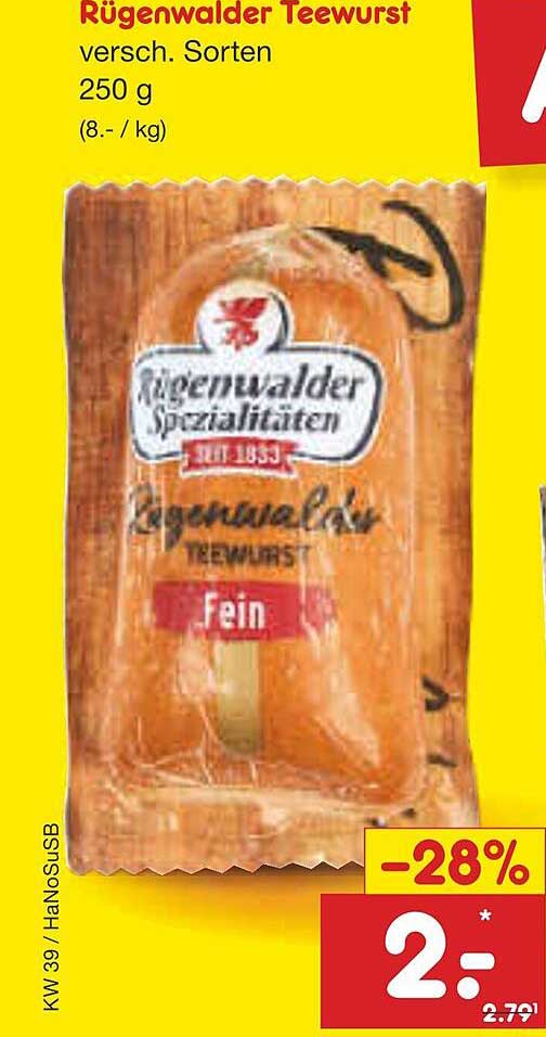 Rügenwalder Teewurst verschiedene Sorten 250 g