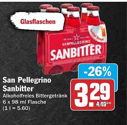 San Pellegrino Sanbitter - Alkoholfreies Bittergetränk 6 x 98 ml