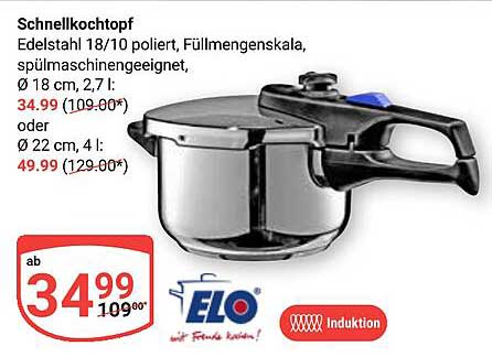 Schnellkochtopf ELO 18/10, 2,7 l oder 4 l