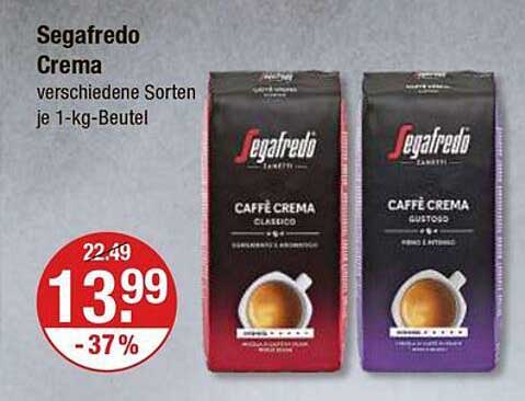 Segafredo Crema verschiedene Sorten je 1-kg-Beutel