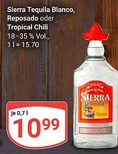 Sierra Tequila Blanco, Reposado oder Tropical Chili 0,7 l