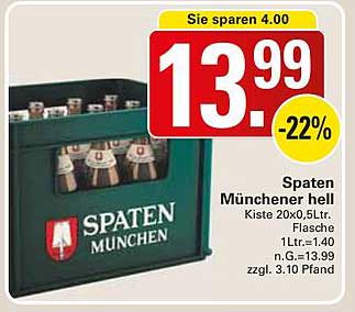 Spaten Münchener hell Kiste 20x0,5L