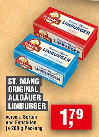 ST. MANG ORIGINAL ALLGÄUER LIMBURGER - verschiedene Sorten und Fettstufen je 200 g Packung