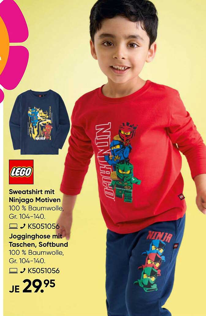 Sweatshirt mit Ninjago Motiven und Jogginghose mit Taschen, Softbund