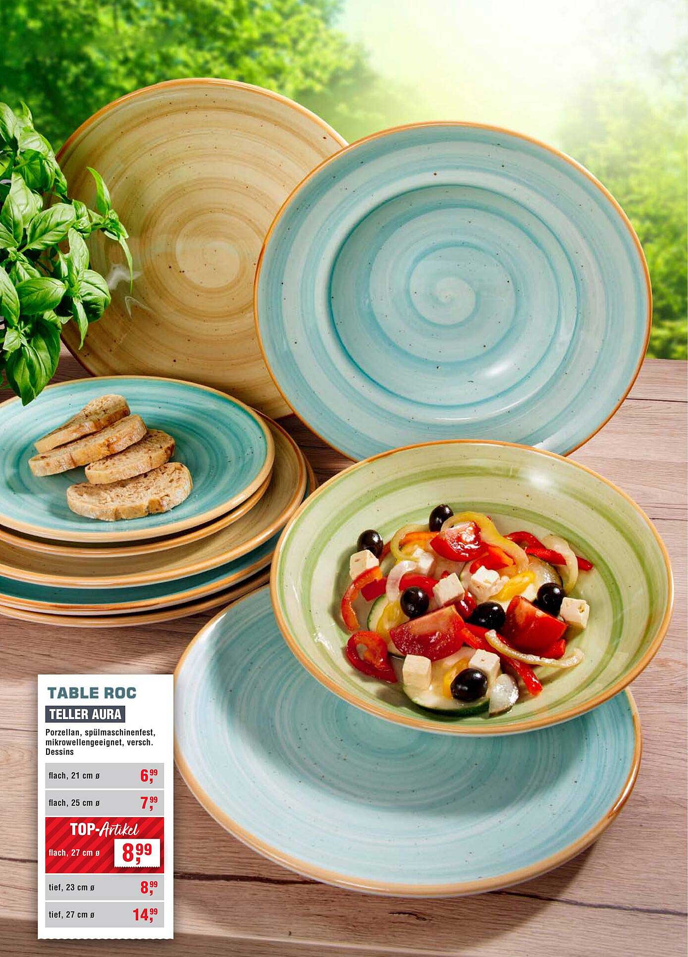 TABLE ROC TELLER AURA flach, 27 cm