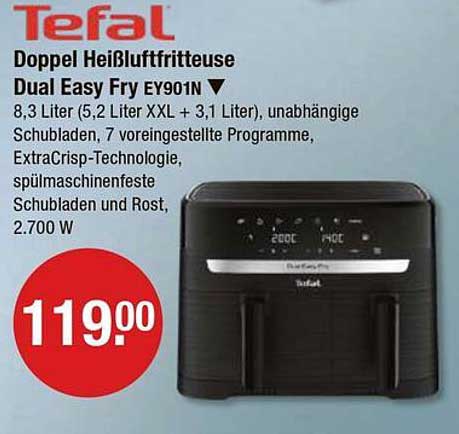 Tefal Doppelte Heißluftfritteuse Dual Easy Fry EY901N